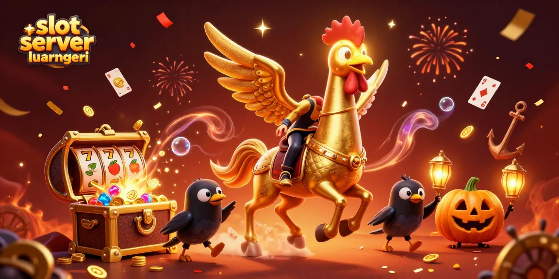 Engage in thrilling gameplay at slot server luar negeri with glowing treasures and vibrant casino characters.