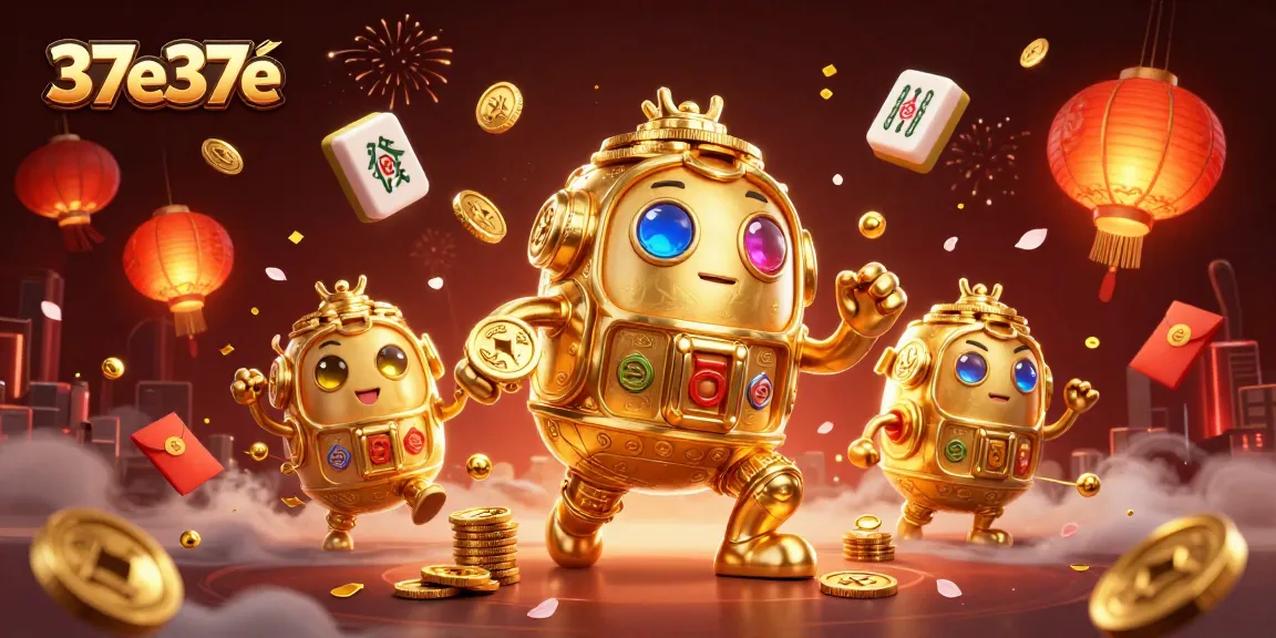 Experience the thrill of winnings with a vibrant 37e37e casino scene featuring a golden golem and festive elements.