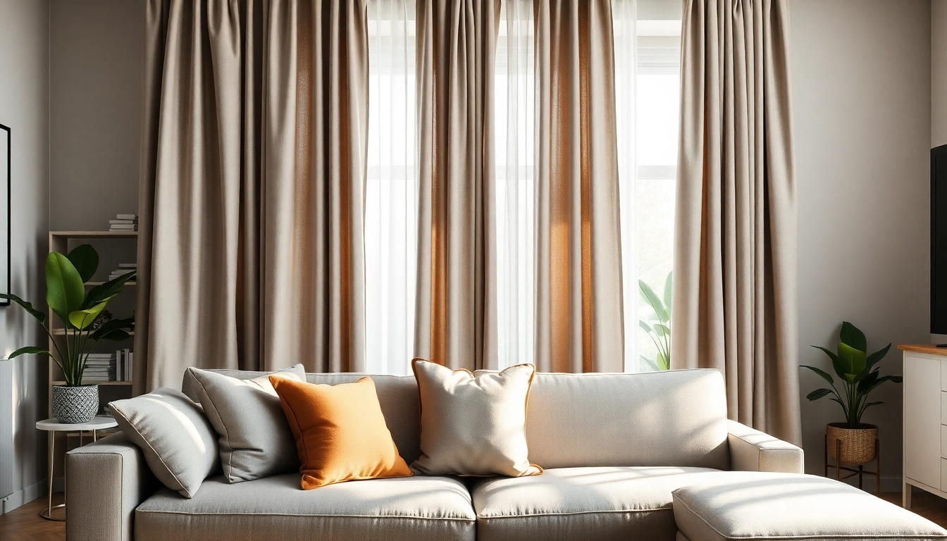 Verduisterende gordijnen accentueren een stijlvolle woonkamer en bieden optimale lichtblocking.