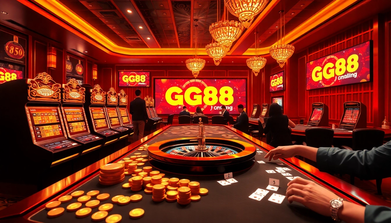 Engage in high-stakes gambling at https://gg88.work/ with luxury casino tables and vibrant slot machines.