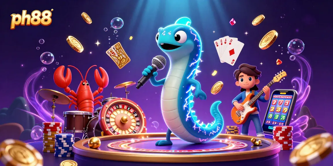 Experience ph88's underwater casino with vibrant characters and dynamic gaming elements in this stunning illustration.