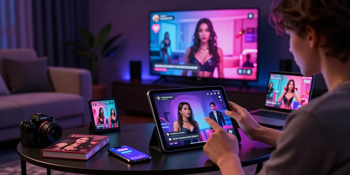 Engaging AI porn chat scenario highlighting interactive digital dialogue with seductive scenes and animated characters.