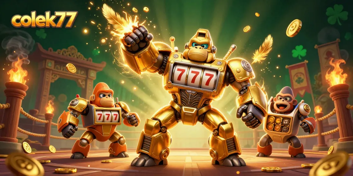 Experience colek77's thrilling action with a golden mech unleashing jackpot coins!