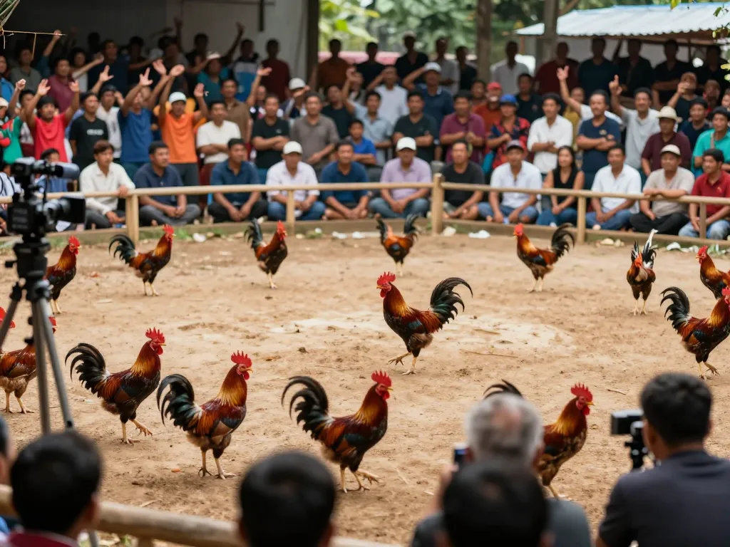 Watch thrilling trực tiếp đá gà action in high definition at grand fighting arena, vibrant atmosphere.