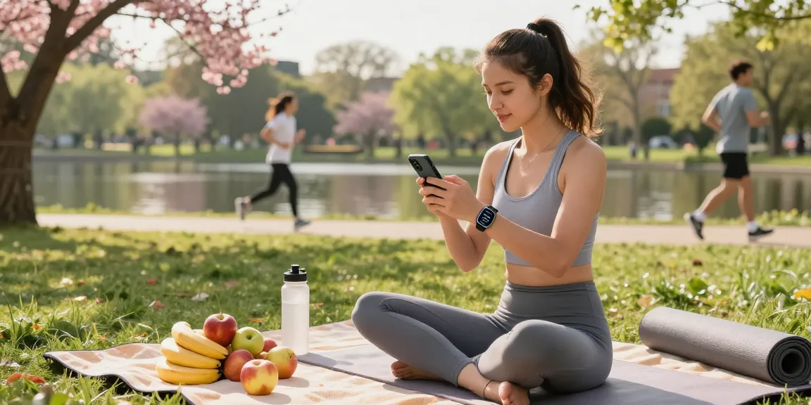 Logging meals with the best AI calorie tracker in a sunny park.