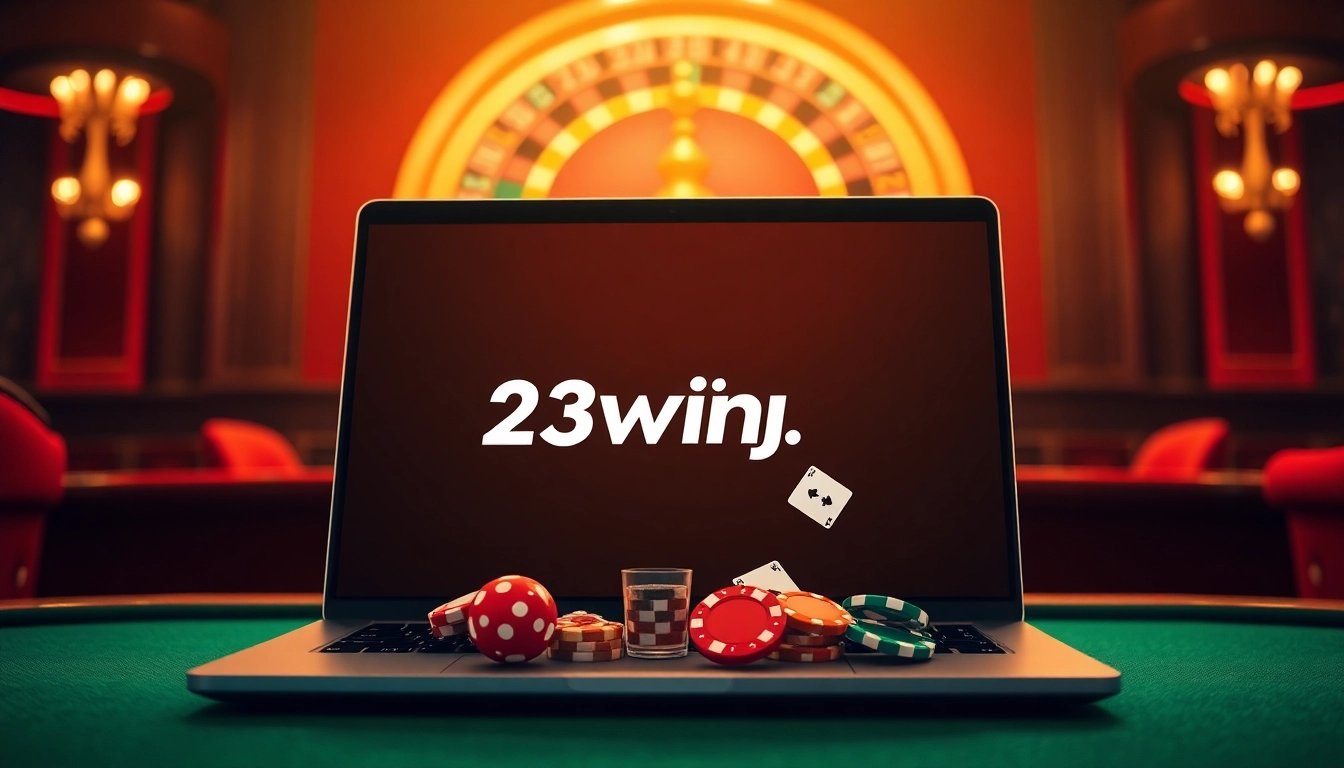 Engaging online gambling scene with 23win.ryukyu, displaying poker chips and cards.