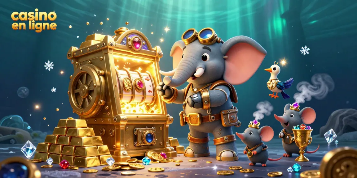 Jouez sur un casino en ligne avec des machines à sous, trésors et personnages colorés.
