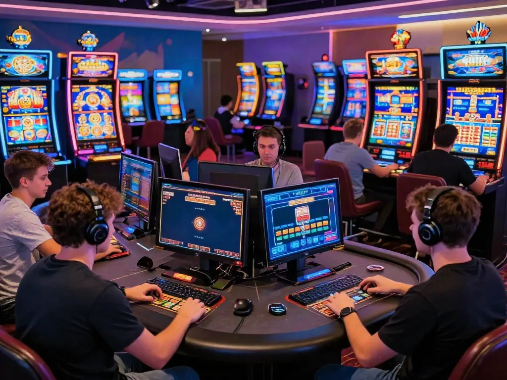 Exciting gaming scene featuring players on the DA88 platform enjoying slots and live dealer games.