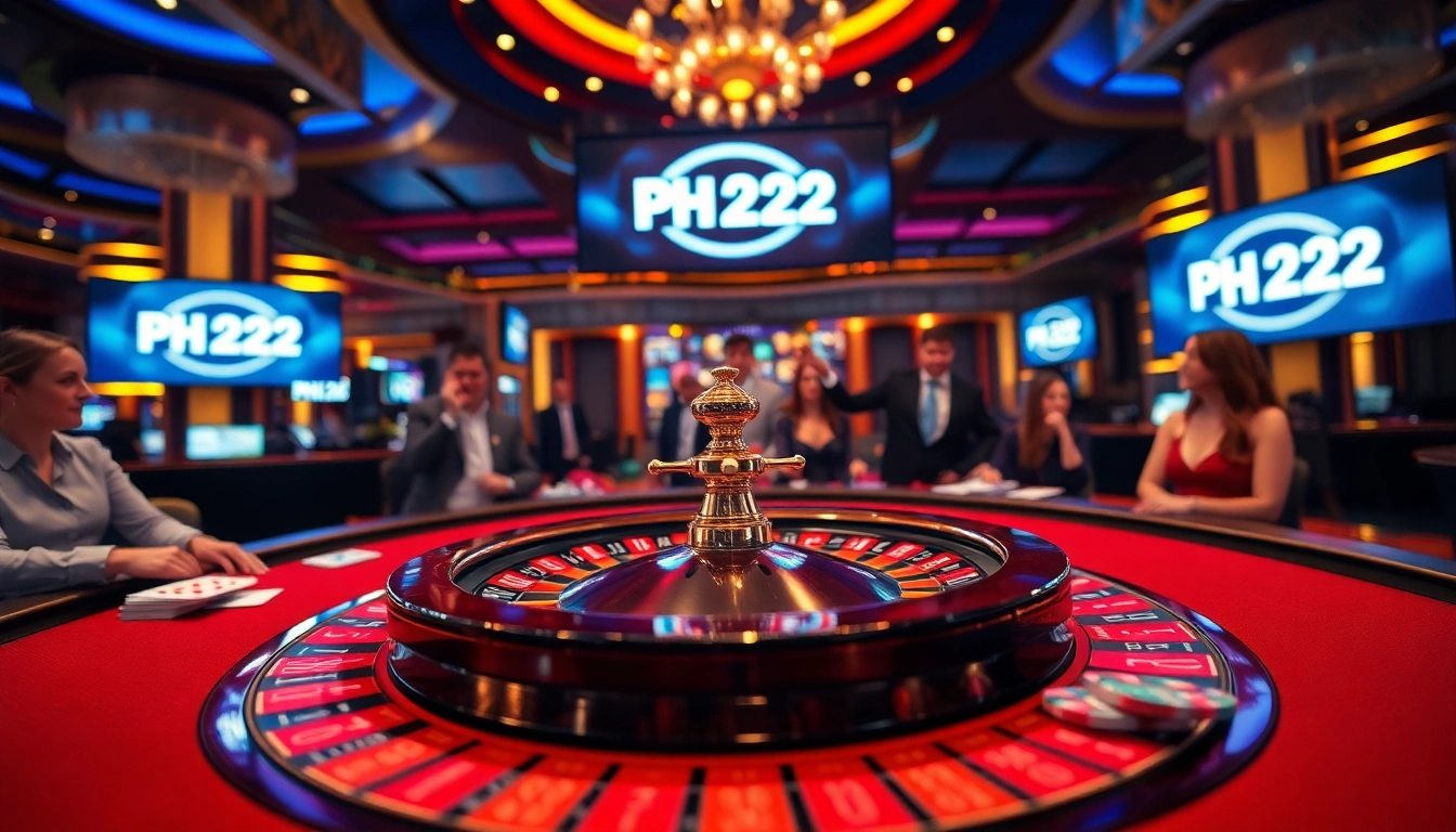 Experience the excitement of PH222 at a vibrant casino table with colorful chips and cards.