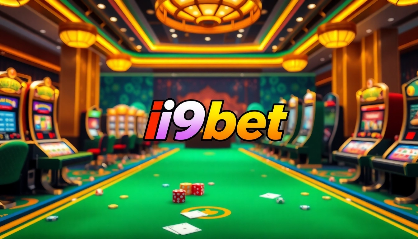 Playing at an exciting i9bet casino table surrounded by vibrant poker chips and a luxurious game interface.
