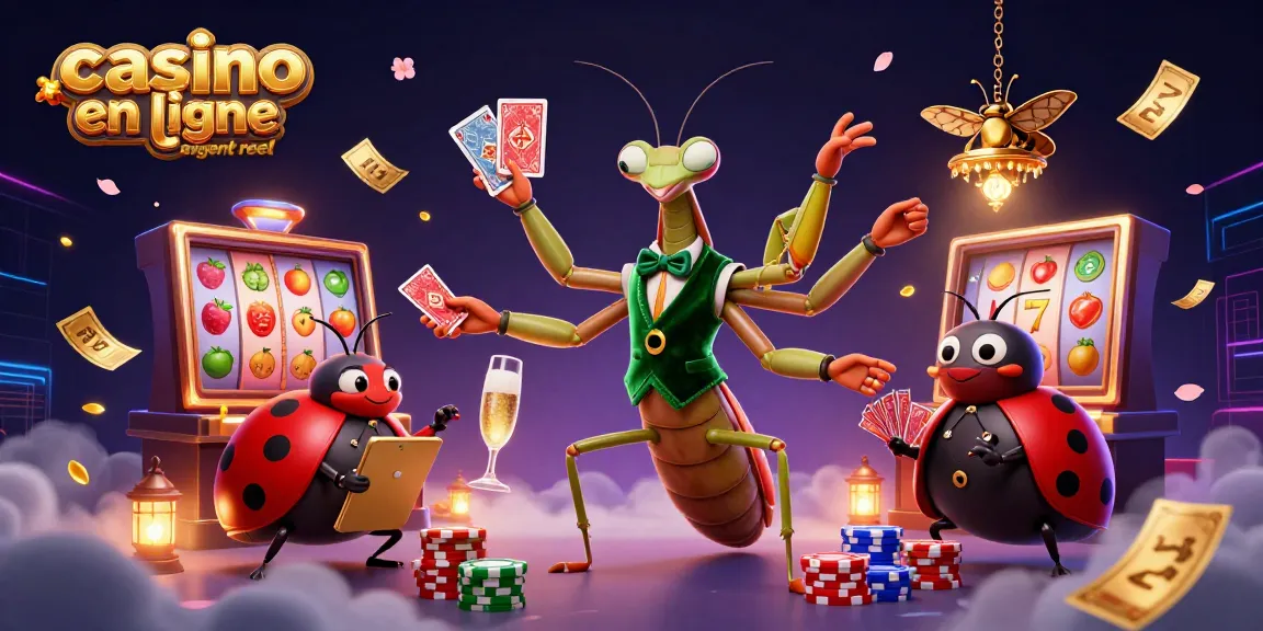Plongez dans l'univers du casino en ligne argent réel avec cette scène dynamique illustrant des jeux de machines à sous.