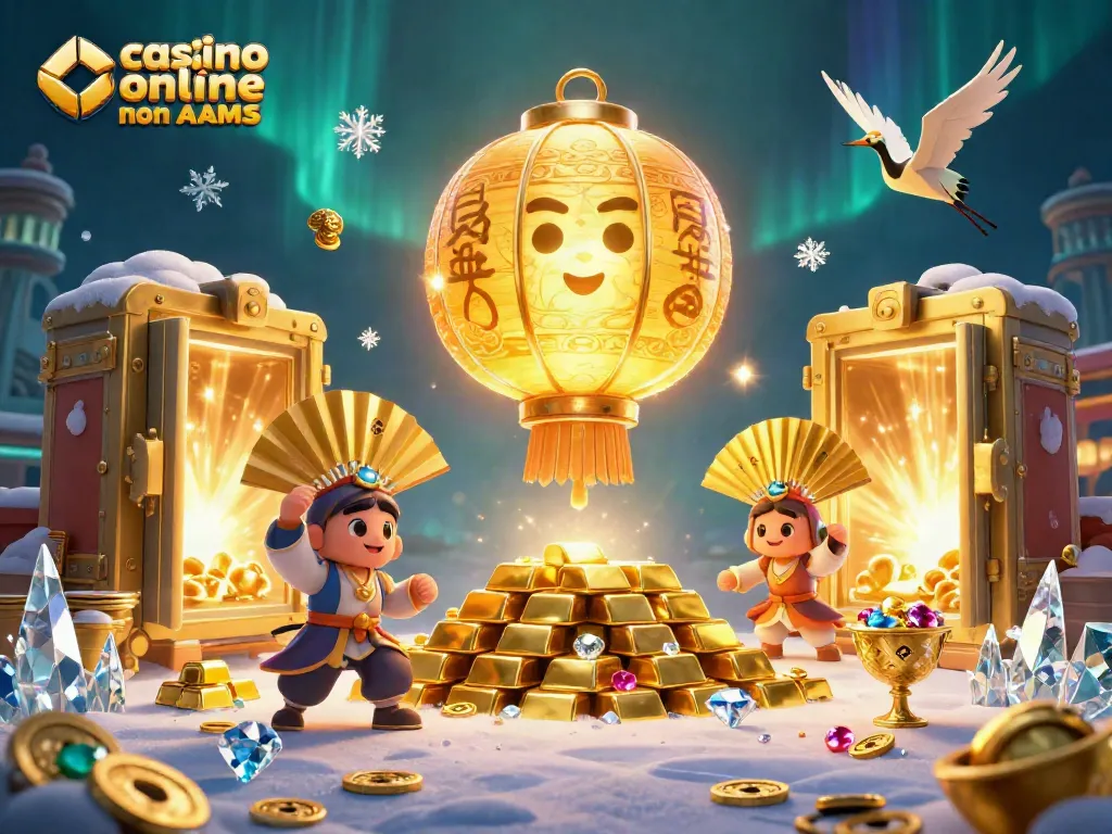 Giocatori esplorano il casino online non AAMS tra tesori scintillanti e personaggi incantevoli.