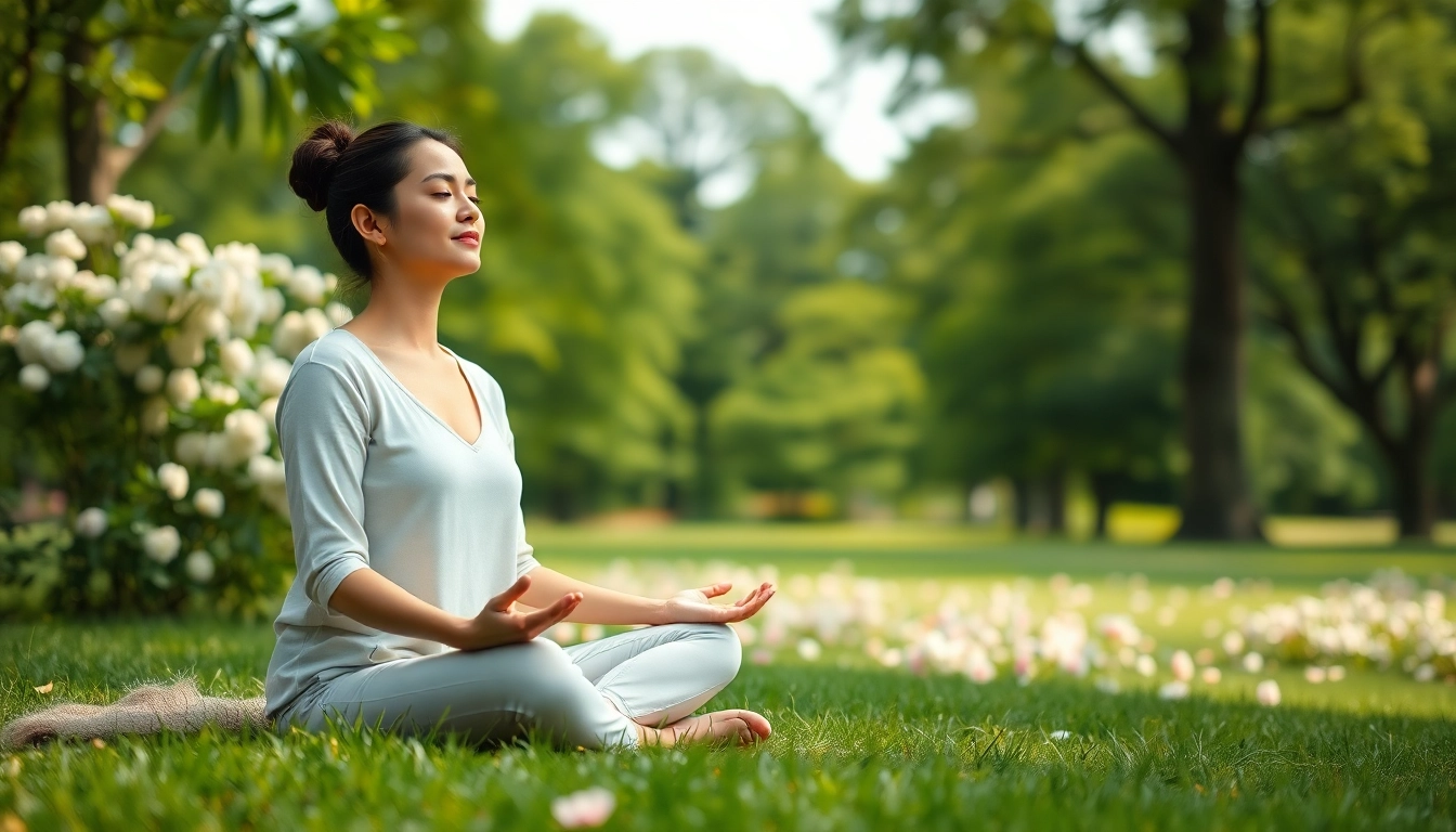 A woman practicing mindfulness and reflection in a park, symbolizing Life in a Break Down.