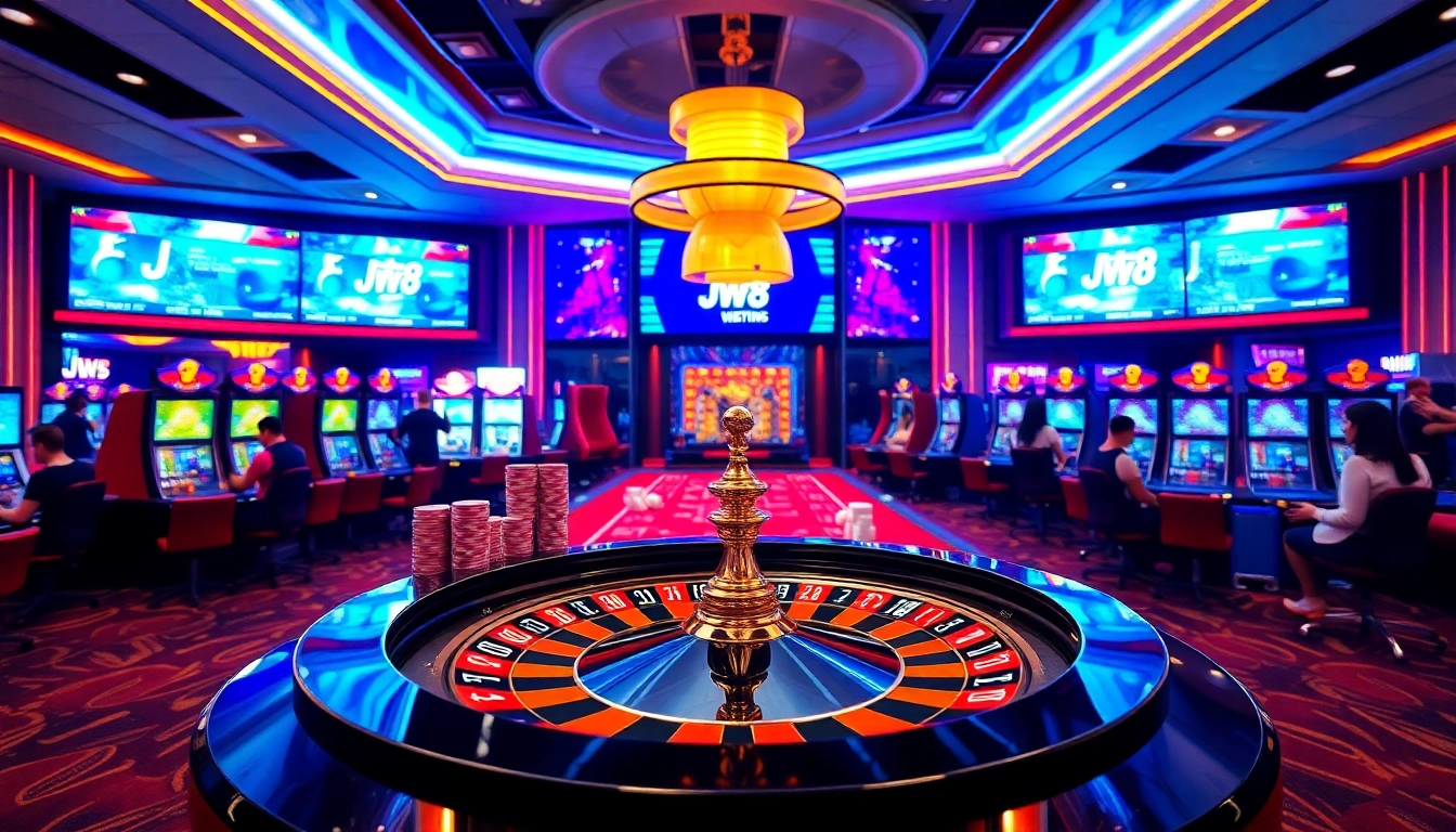 Play and win at JW8 ทางเข้า, featuring vibrant casino tables and exciting gaming action.