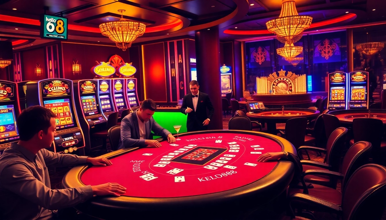Exciting players at a poker table, showcasing the thrill of online gambling at Hello88.