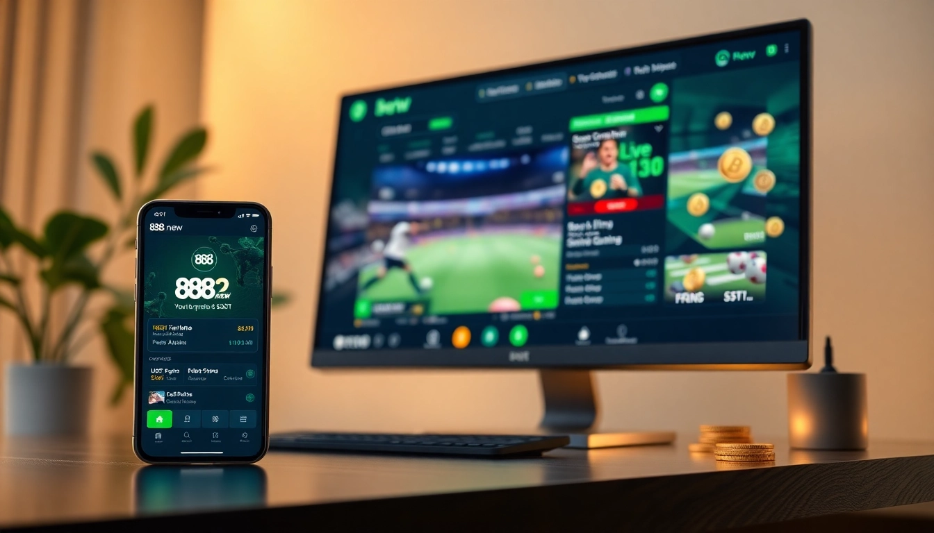 Engaging scene of the 888new app interface for online betting with USDT payments and gaming options.