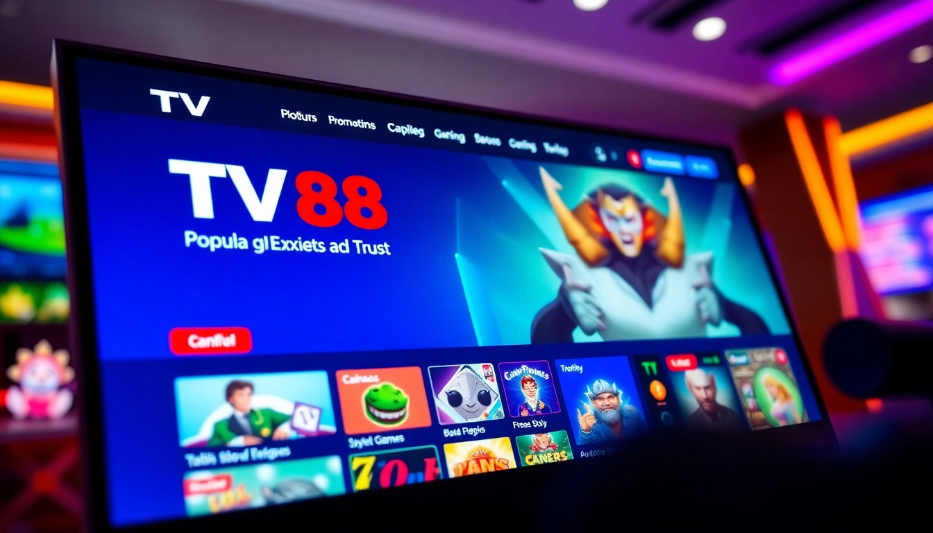 TV88 homepage interface showcasing vibrant gaming options and promotions.