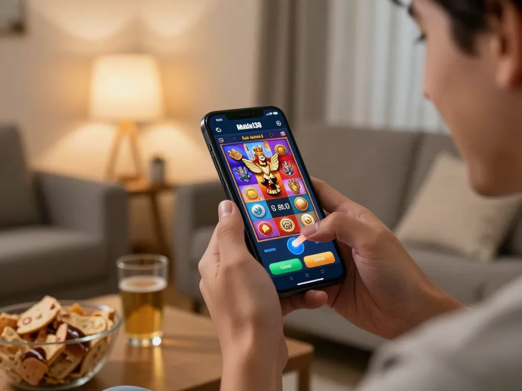 Spin the reels on kinggaruda138's mobile app while enjoying a cozy home atmosphere.