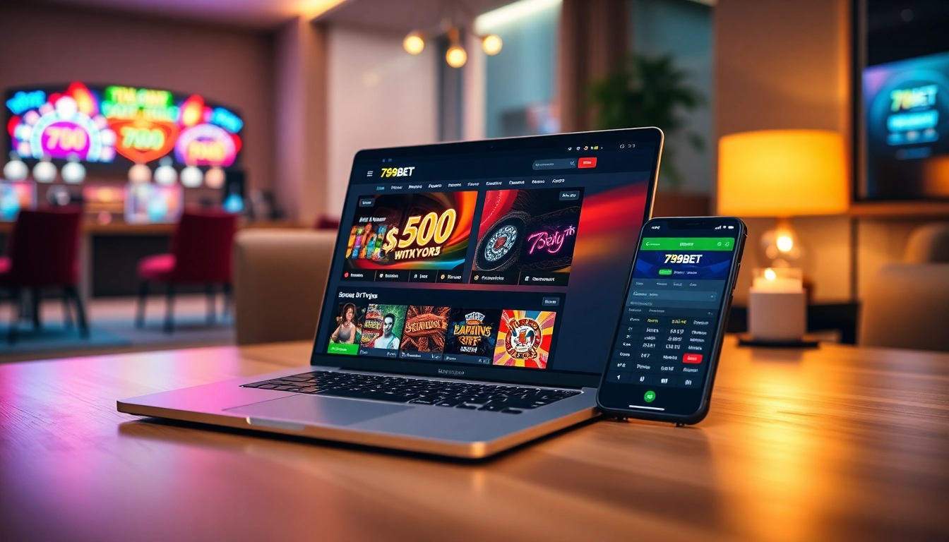 Explore the innovative features of 789BET online betting platform showcasing poker, sports, and games in a vibrant setting.