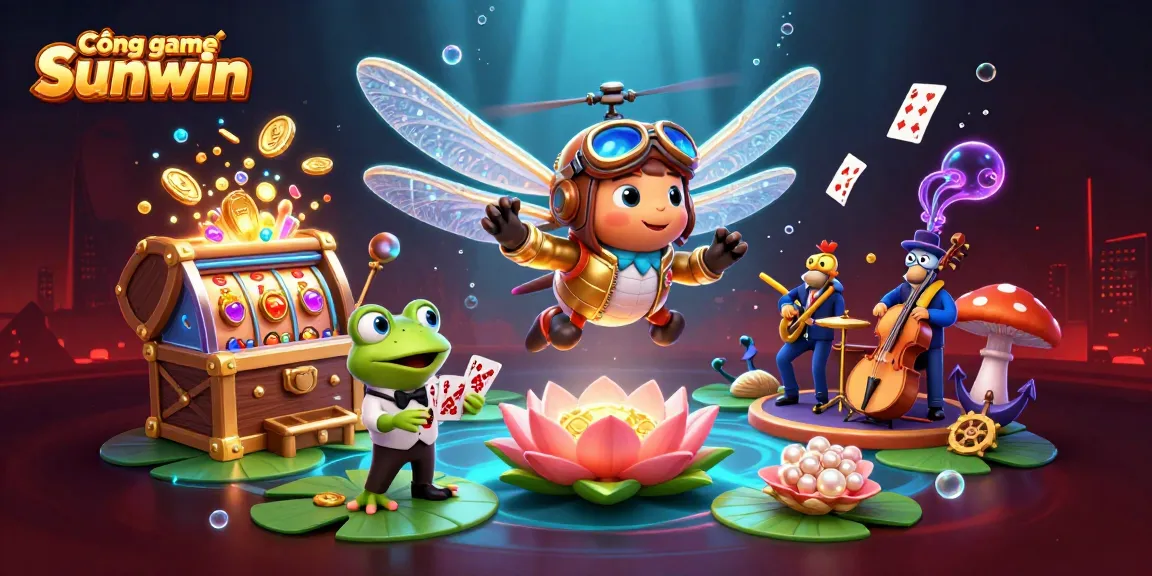 Cổng game Sunwin showcases a vibrant casino scene with characters engaging in card games, enhancing the gambling experience.