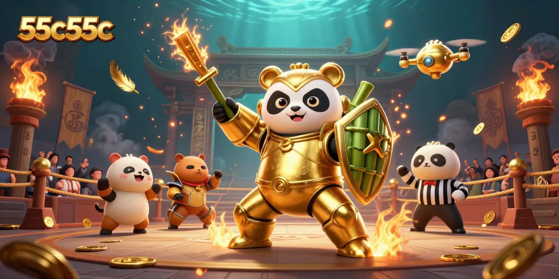 Experience the excitement of 55c55c in a vibrant 3D casino illustration filled with action.