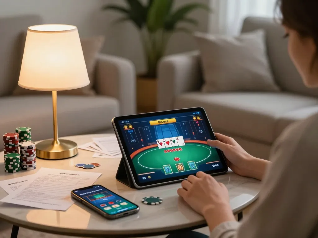 Experience online poker on 789 club with a cozy home gaming setup.