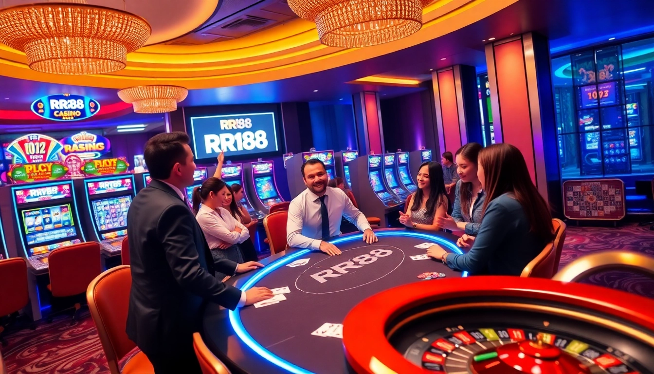 Experience the thrill of play at RR88 casino with vibrant gaming tables and exciting slot machines.