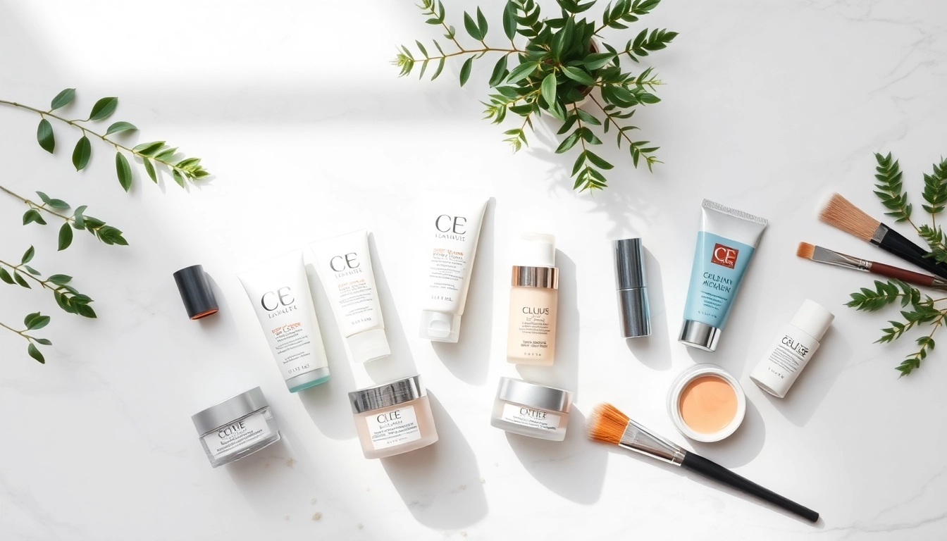 Explore various best cc cream for oily skin products arranged in an elegant flat lay.