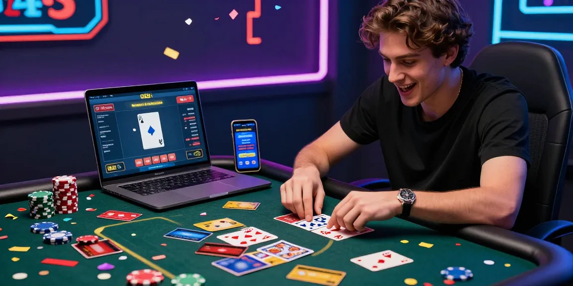 Player enjoying thrilling card games with credit card casinos at a modern desk setup.