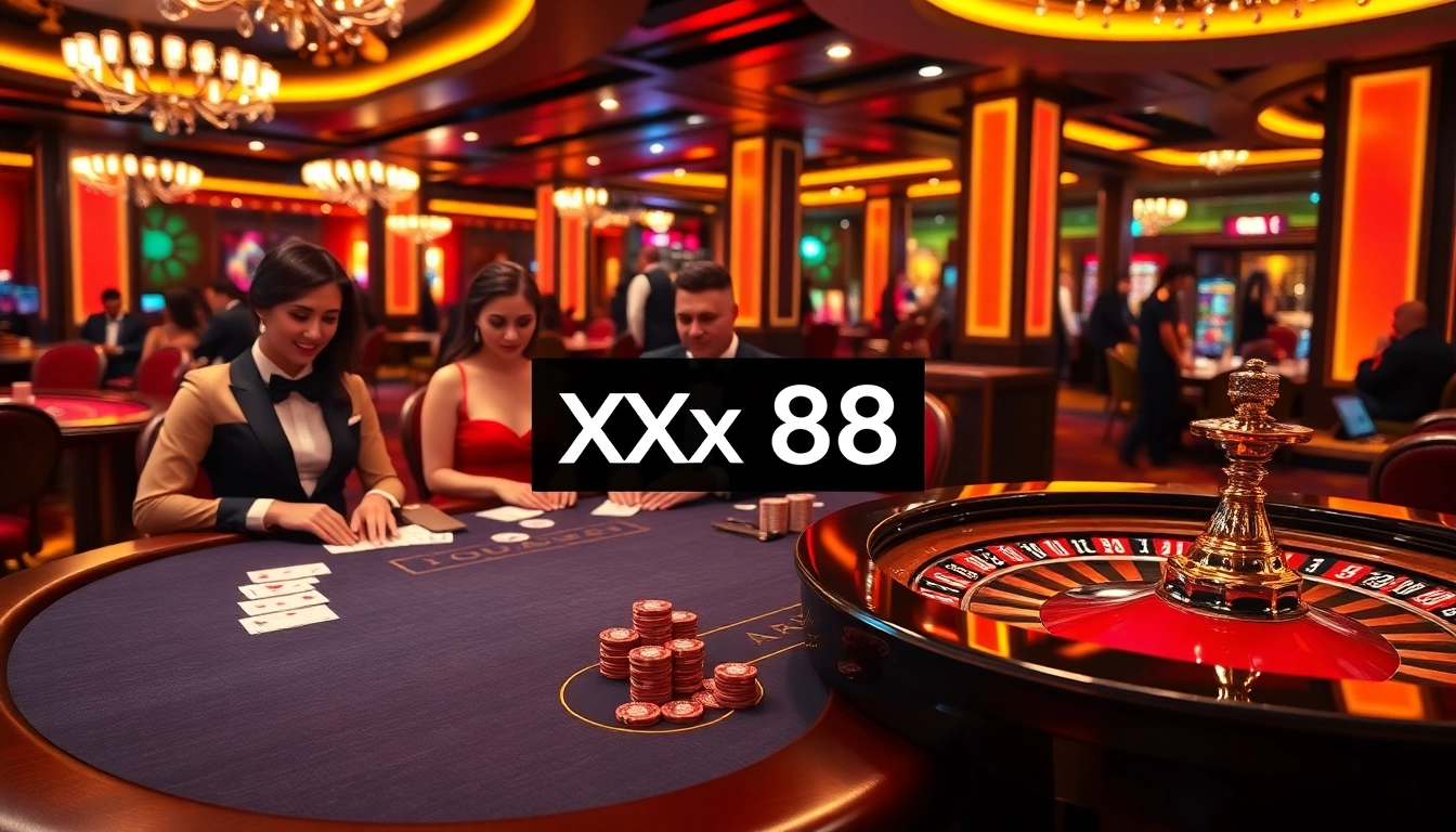 Experience the thrill of Xx 88 in a luxurious casino setting with players at a blackjack table.
