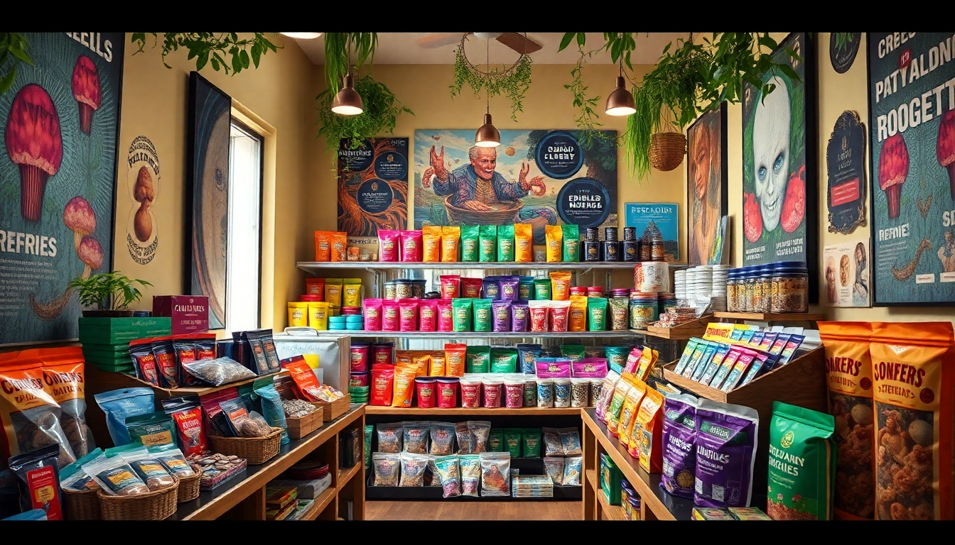 Buy psychedelics online Canada in an inviting setting showcasing colorful mushroom products.