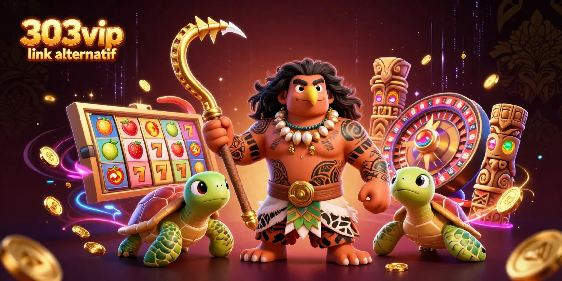 Engage with 303vip link alternatif for exciting slots as the demigod and turtle celebrate winnings.