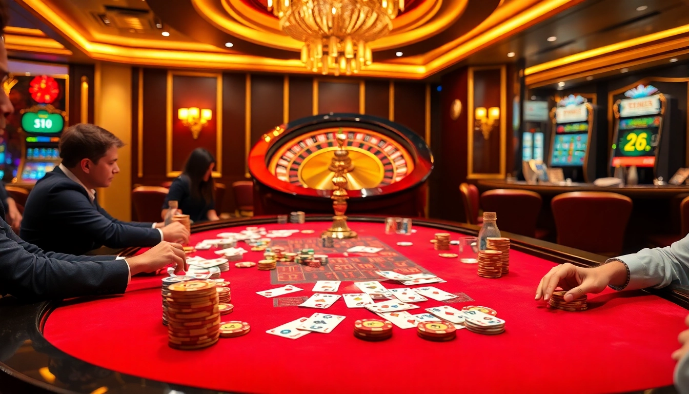 Experience an exciting poker game at MM88 casino with vibrant chips and cards.