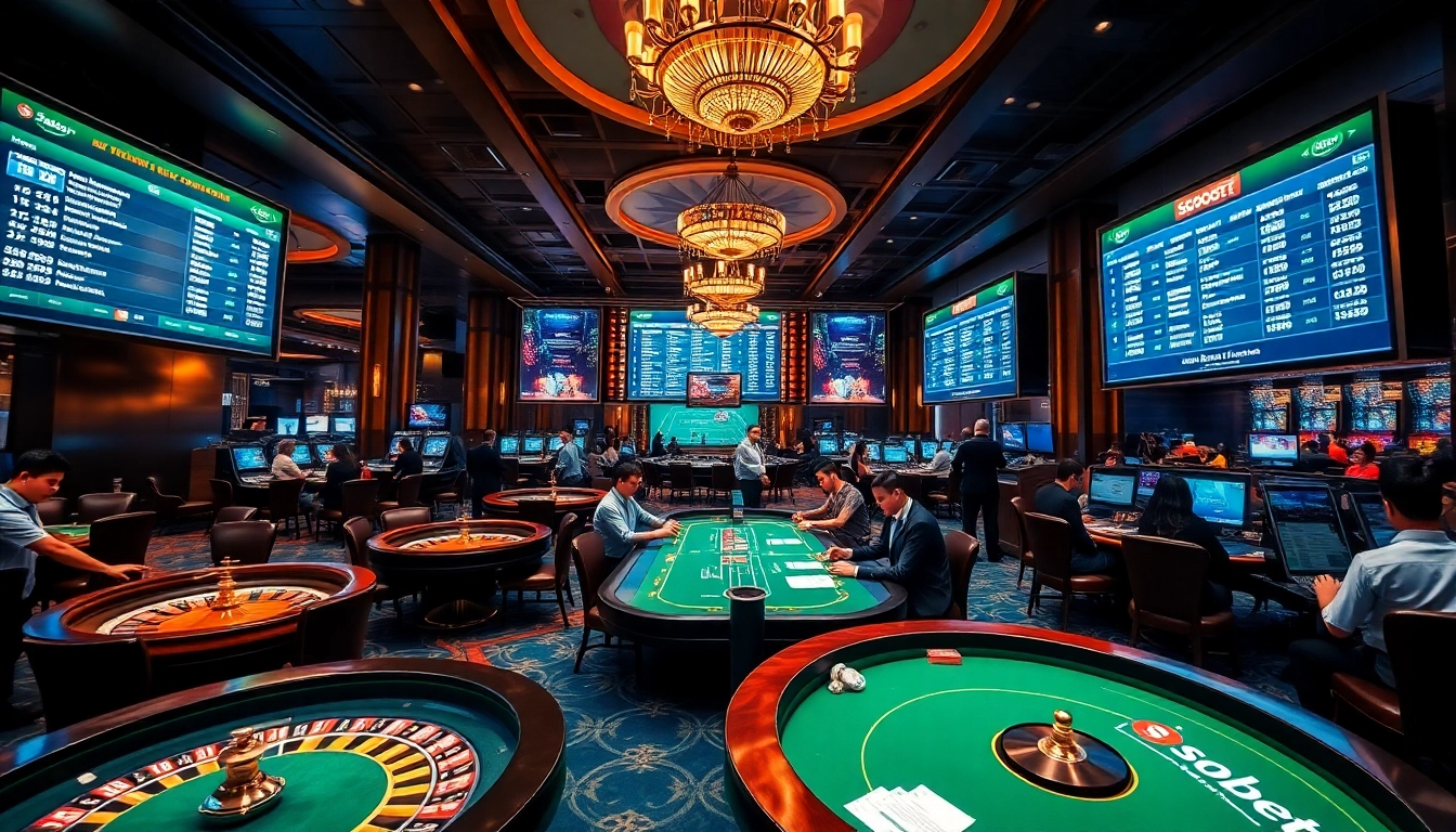Experience the thrill of link alternatif sbobet in this vibrant casino scene featuring sports betting excitement.