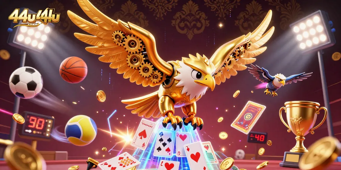 Bet on thrilling games with 44u44u in a dynamic 3D casino scene filled with action.