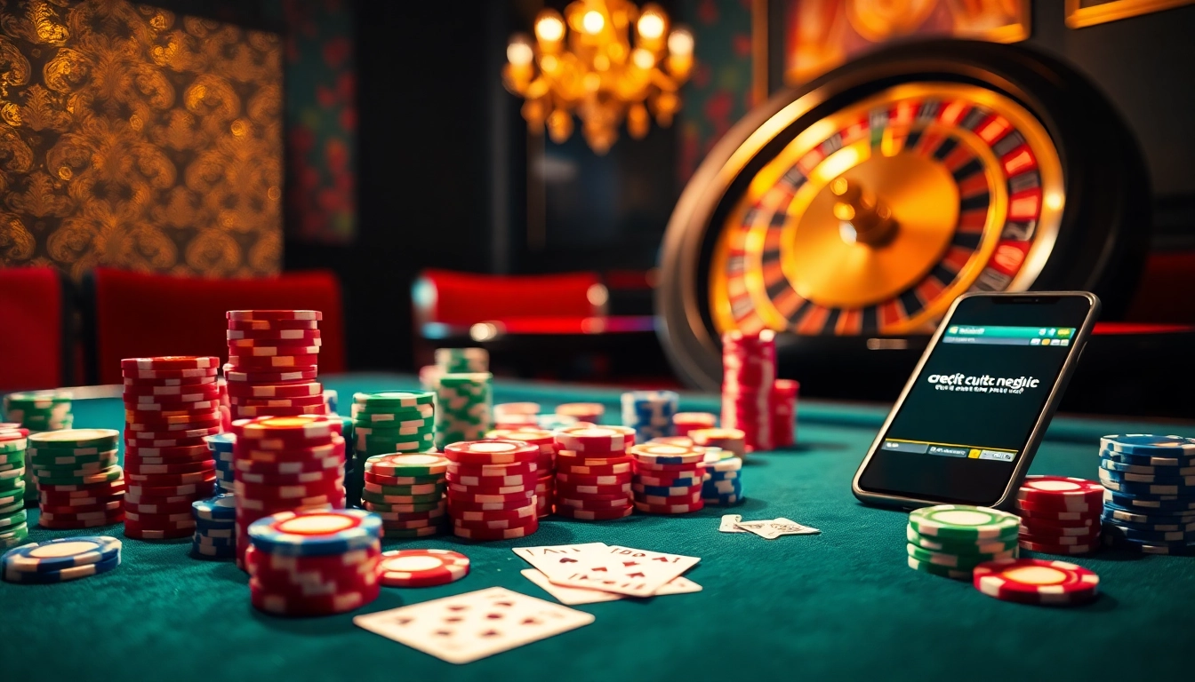 Engage in the thrilling world of online gambling with credit cu istoric negativ, featuring a luxurious poker table and roulette.