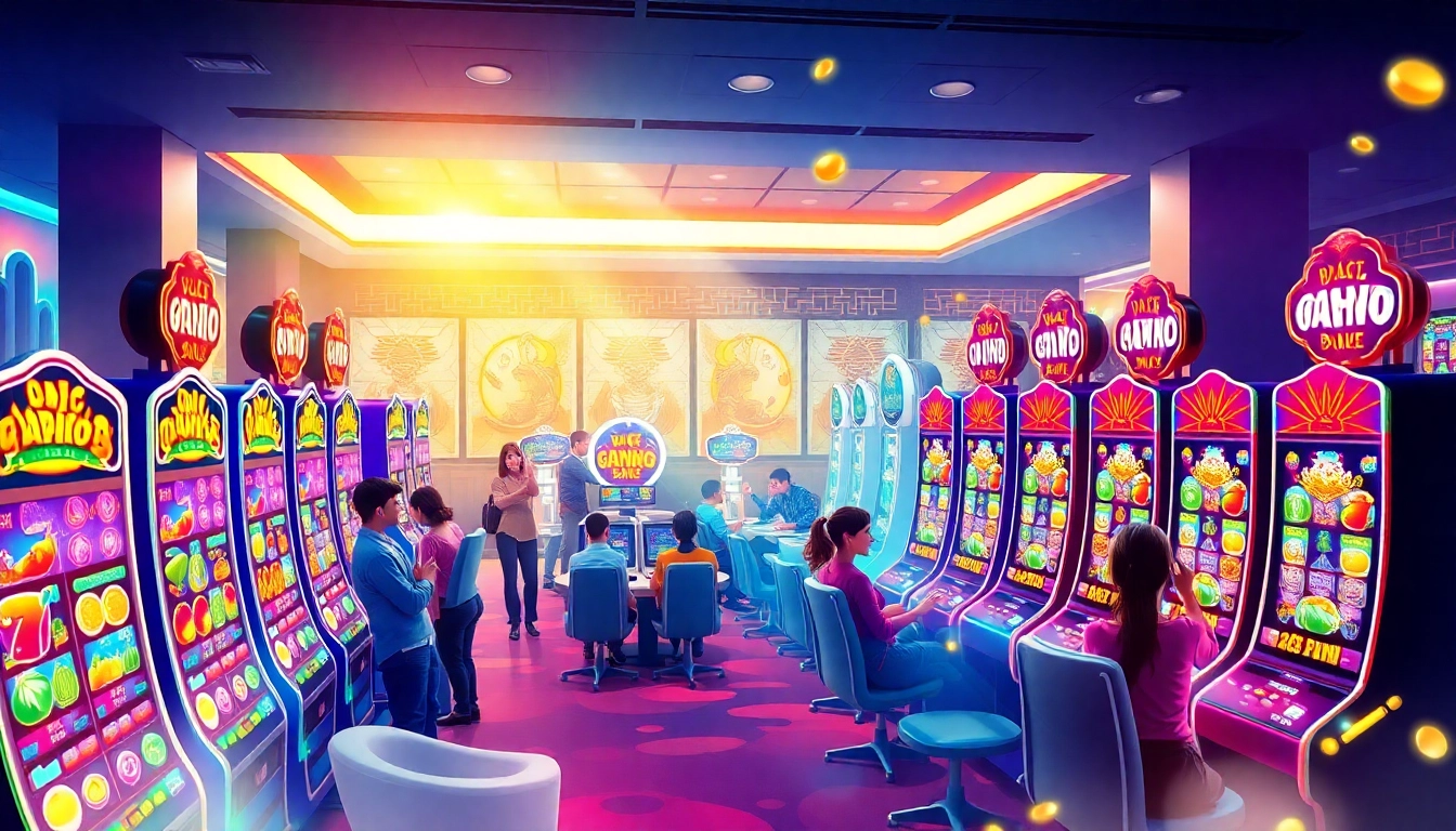 Nổ hũ ABC8: Exciting online gaming experience with vibrant slot machines and enthusiastic players.