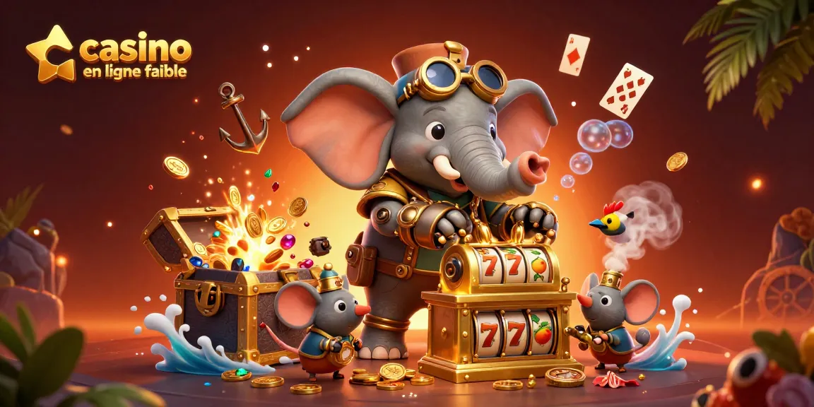 Gagnez avec un casino en ligne fiable grâce à un éléphant steampunk et un coffre au trésor pétillant de pièces d'or.