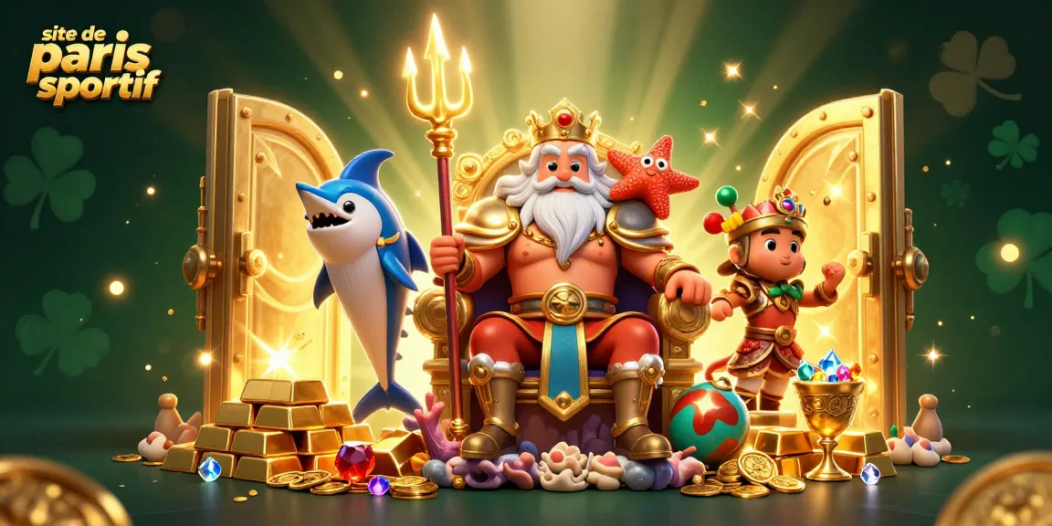 Explorez un site de paris sportif captivant avec des trésors dorés, roi Neptune et des joyaux scintillants.