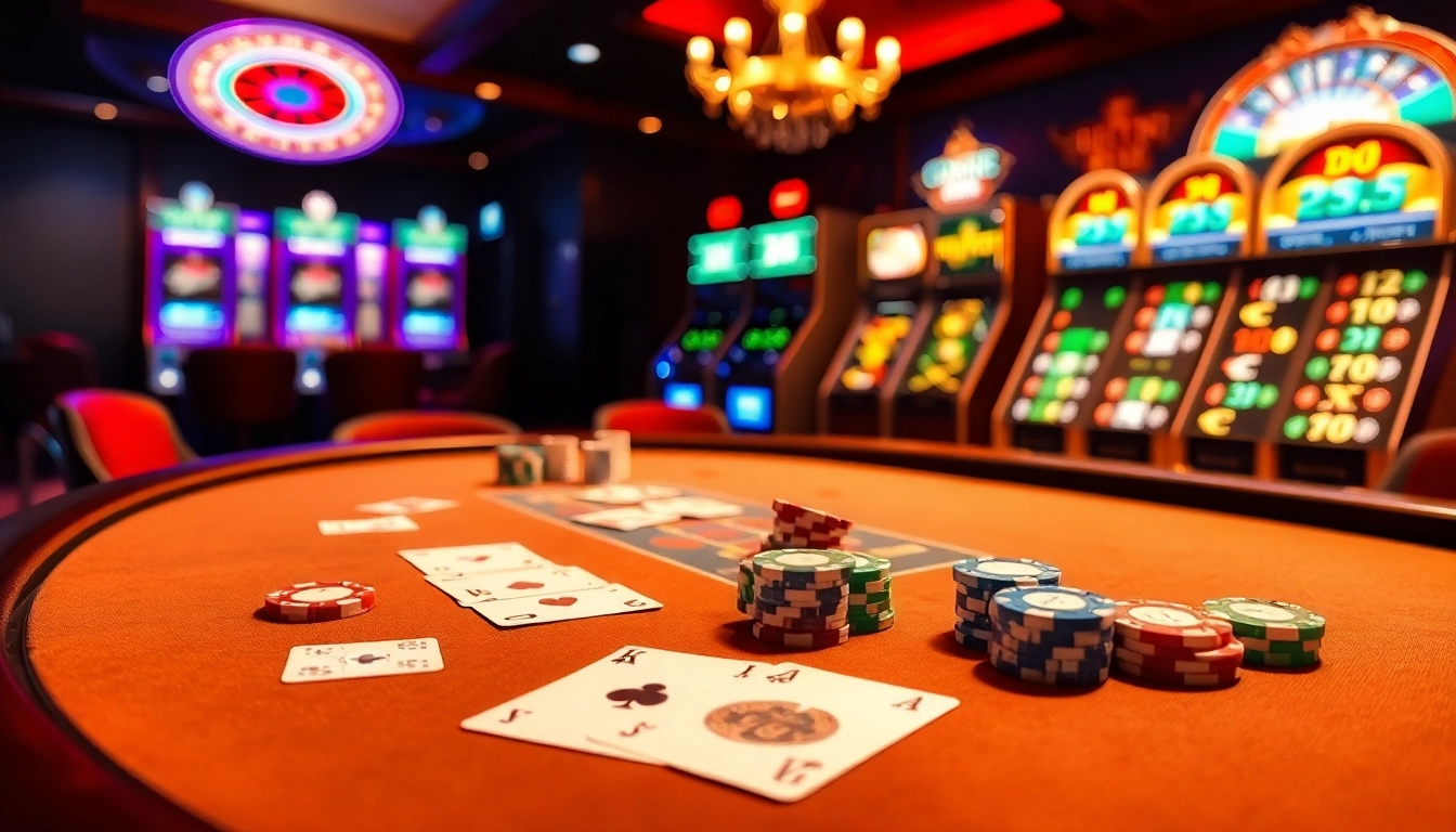Experience thrilling gameplay at the poker table with CM88 chips and cards in a luxurious casino setting.