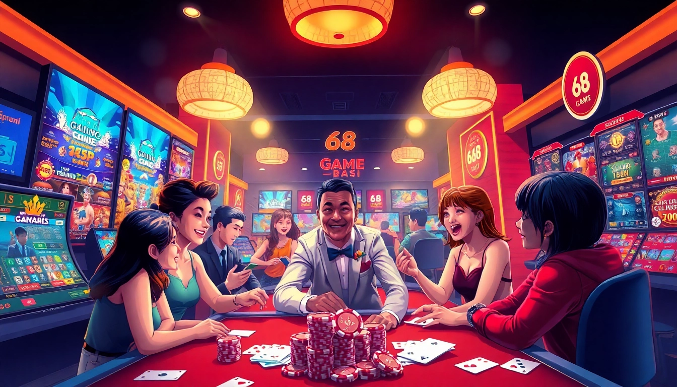 Engaging players enjoying 68 Game Bài on a premium online gaming platform, showcasing vibrant casino games.