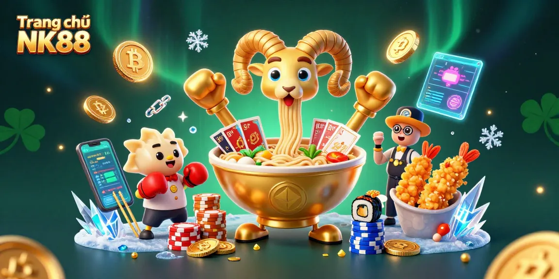 Engage with the vibrant scene at Trang chủ NK88 featuring unique characters in an exciting casino environment.