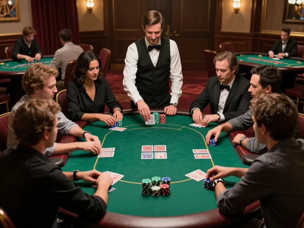 Players engaged in a thrilling poker game at Nk88, showcasing strategy and excitement.
