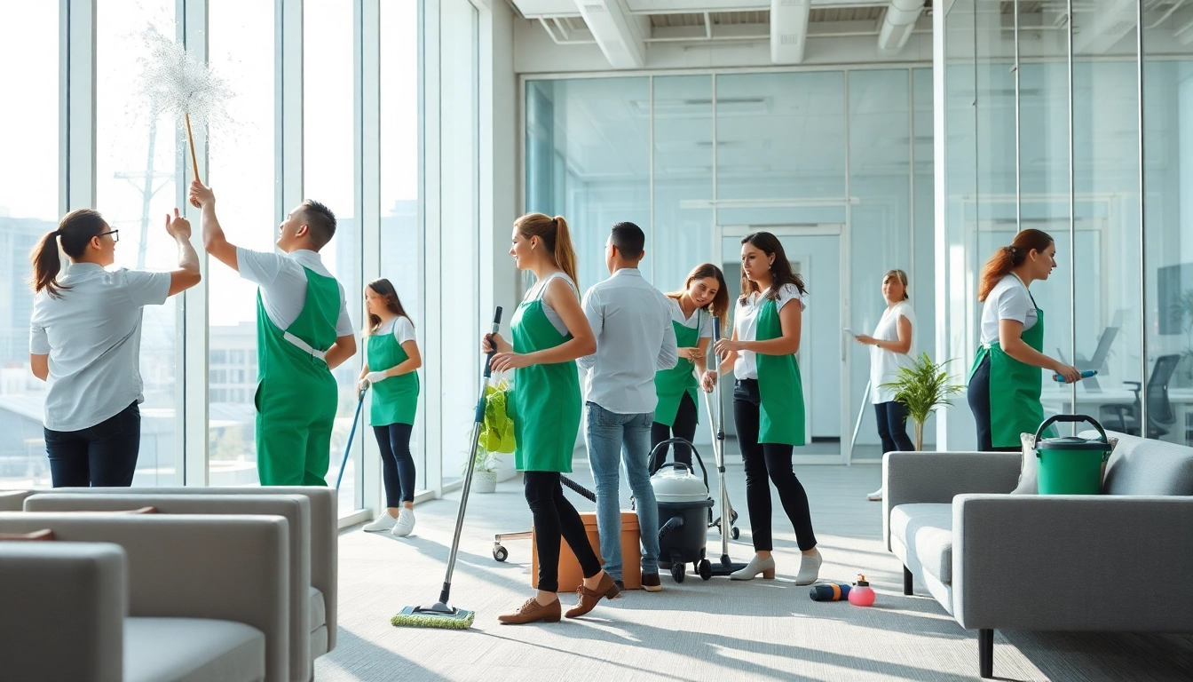 https://nm-gebäudeservice.de professionelle Reinigungsteams bei der Arbeit in einem modernen Büro.