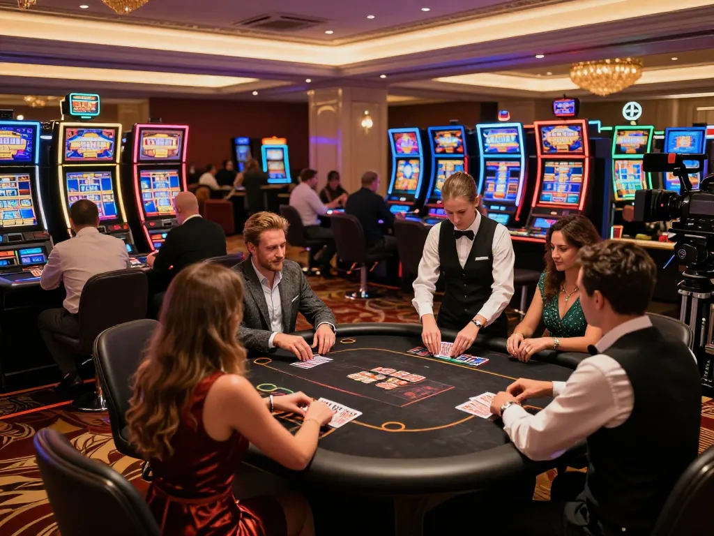 Experience luxury gaming at NHÀ CÁI VIN88 with exciting poker tables and vibrant atmosphere.