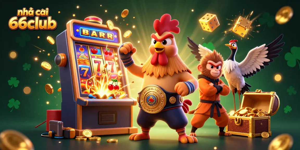 Play thrilling games at nhà cái 66club, featuring an exciting casino dynamic with characters and entertainment elements.
