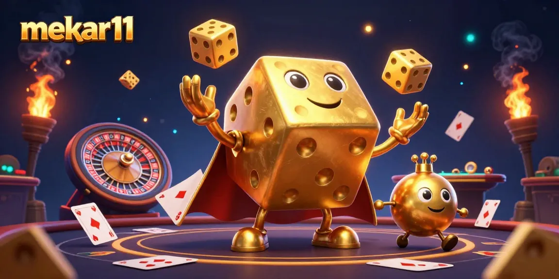 Experience exhilarating wins with mekar11 in this vibrant live casino scene featuring golden dice and cards.