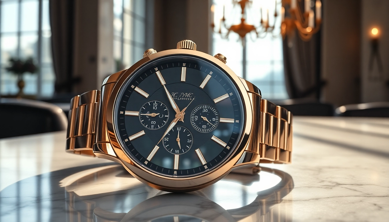 Showcasing a stunning replica watch with intricate design details on a marble surface.