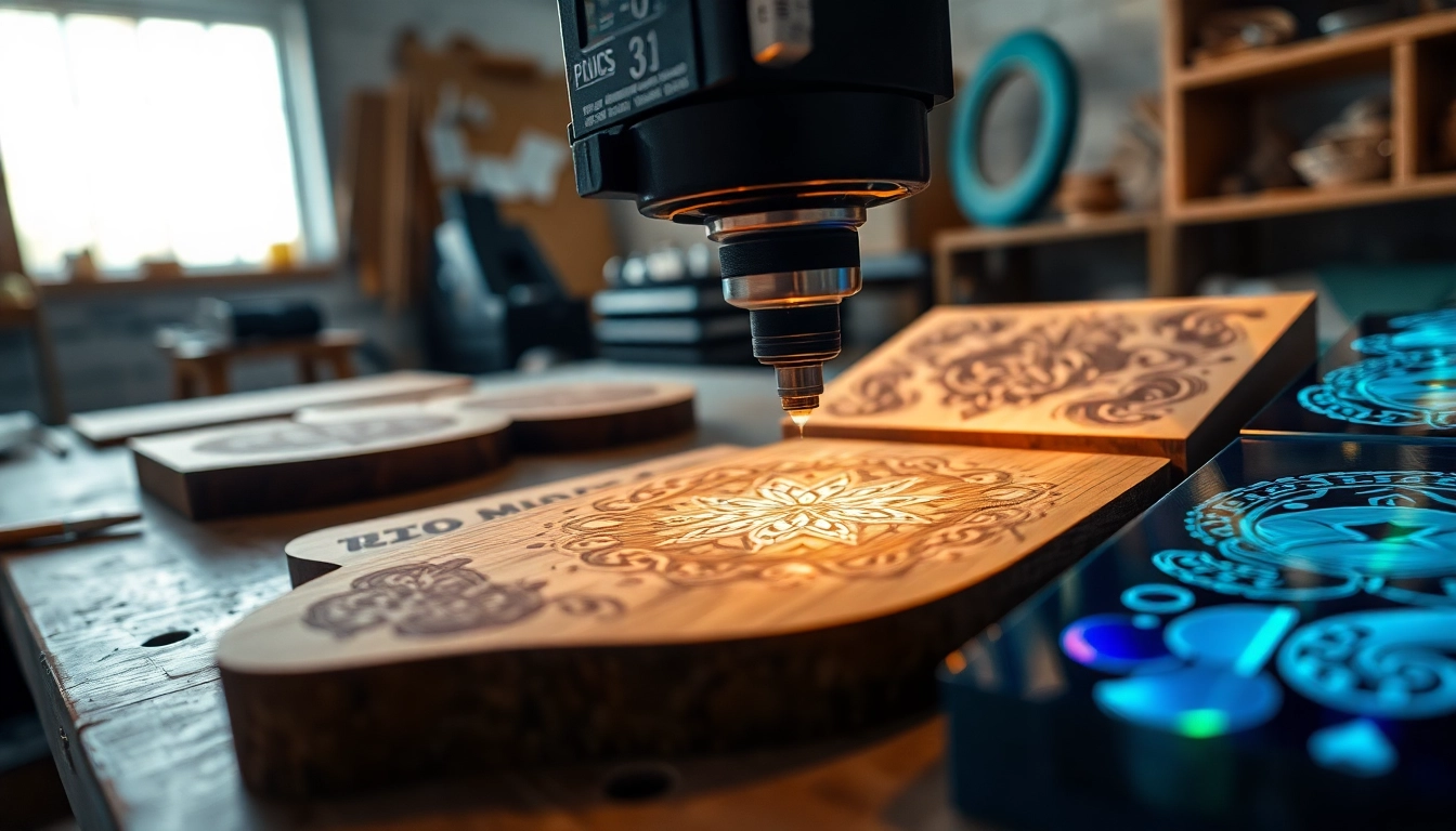 Crafting beautiful laser engraving designs on wood and acrylic in a vibrant workspace.