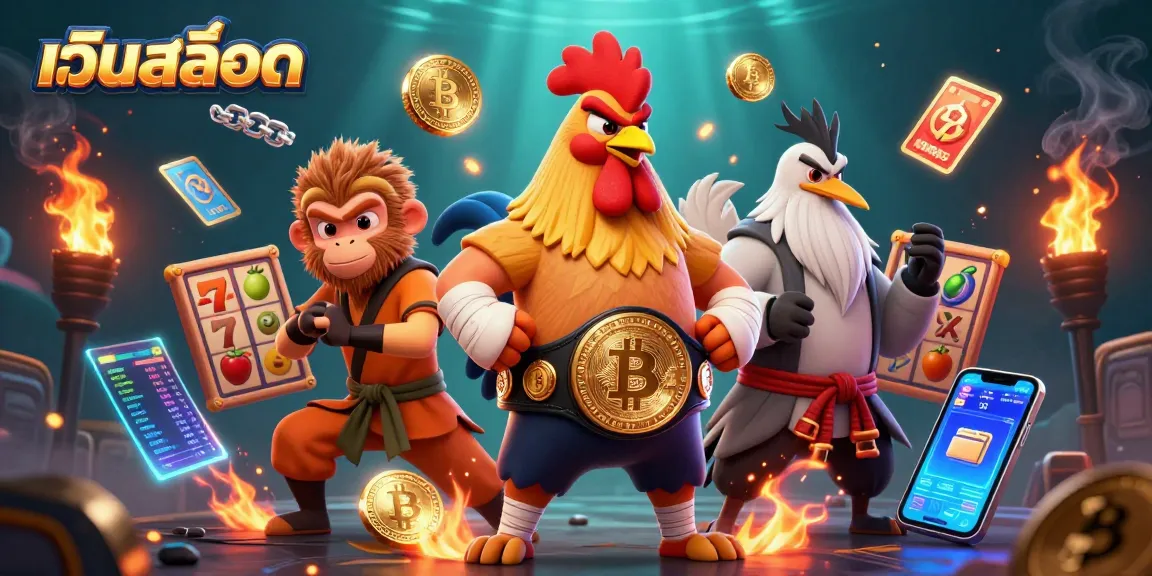 Experience the excitement of เว็บสล็อต with a vibrant 3D illustration showcasing dynamic casino elements and engaging characters.